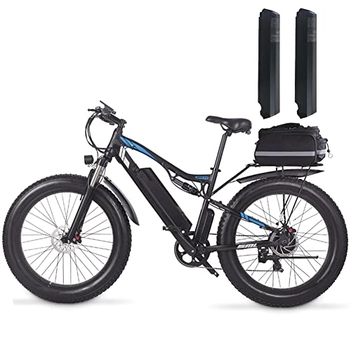 Electric Mountain Bike : Electric Bike for adult, Mountain Bike, 48V*17Ah removable Lithium Battery, Full suspension Electric Bicycles, Dual hydraulic disc brakes 26 * 4.0 inch Fat Tire (add an extra battery)