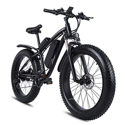Electric Mountain Bike : Electric Bike for Adults 1000W 48V Motor 26 inch 4.0 Fat Tire 300 Lbs 30 Mph Electric Mountain Beach Snow Bicycle for Men E bike (Color : Black)