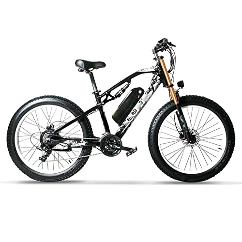 Electric Mountain Bike : Electric Bike for Adults 750W Motor 4.0 Fat Tire Beach Electric Bicycle 48V 17Ah Lithium Battery Ebike Bicycle (Color : Black white)