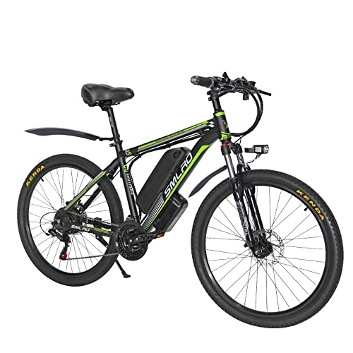 Electric Mountain Bike : Electric Bike for Adults, Electric Mountain Bike, 26 Inch 240W Removable Aluminum Alloy Ebike Bicycle, 48V / 10Ah Rechargeable Battery for Outdoor Cycling Travel Work Out, Black Green, 26 In
