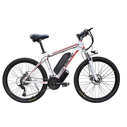 Electric Mountain Bike : Electric Bike for Adults, Electric Mountain Bike, 26 Inch 240W Removable Aluminum Alloy Ebike Bicycle, 48V / 10Ah Rechargeable Battery for Outdoor Cycling Travel Work Out, White Red, 26 In