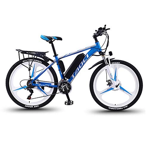 Electric Mountain Bike : Electric Bikes for Adult, Magnesium Alloy Ebike Bicycle All Terrain, 26" 36V 350W Removable Lithium-Ion Battery Mountain Ebike, for Mens Outdoor Cycling Travel Work Out And Commuting (Blue, 250W 13A)
