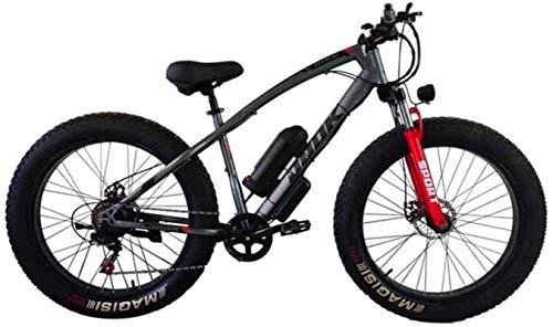 Electric Mountain Bike : Electric Ebikes, Electric Bicycle Lithium Battery Fat Tires Instead of Mountain Bike Adult Wide Tires Boost Cross-Country Snow, Gray