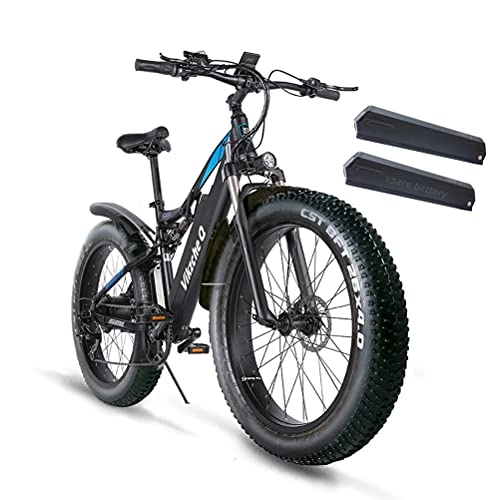 Electric Mountain Bike : Electric Fat Bike for Adults Snow Beach Mountain E-bike 26" Fat Tire 7-Speed 48V 17Ah Removable Lithium-Ion Battery 【Two batteries】Shengmilo MX03