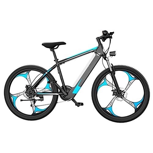 Electric Mountain Bike : Electric Mountain Bike, 26 Inch Electric Mountain Bike for Adult, Fat Tire Electric Bike for Adults Snow / Mountain / Beach Ebike with Lithium-Ion Battery Electric Powerful Bicycle (Color : Blue)