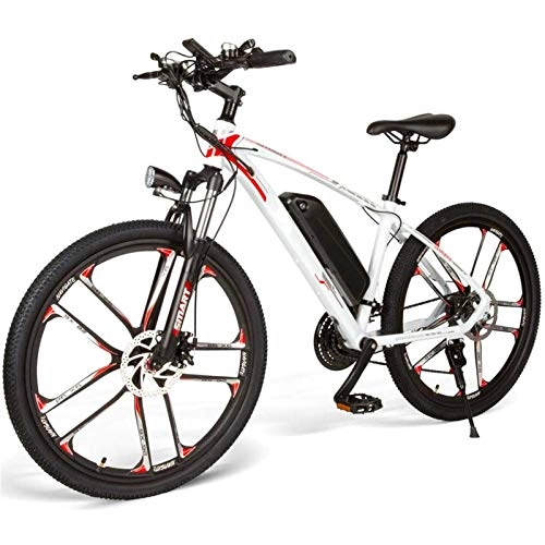 Electric Mountain Bike : Electric Mountain Bike, Electric Mountain Bike 26" 48V 350W 8Ah Removable Lithium-Ion Battery Electric Bikes for Adult Disc Brakes Load Capacity 100 Kg Electric Powerful Bicycle (Color : White)