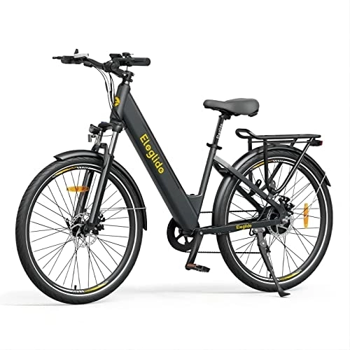 Electric Mountain Bike : Eleglide Electric Bike, T1 Step-Thru City E 27.5'' Bicycle Commute Trekking Bike with 36V 12.5Ah Removable Battery, LCD Display, Shimano 7 Gears System Mountainbike for Adults Dark Grey
