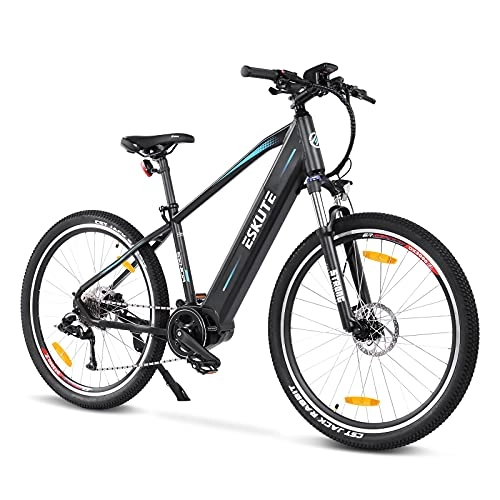 Electric Mountain Bike : ESKUTE Electric Mountain Bike 27.5”E-MTB Bicycle 250w Bafang Mid-drive Motor Removable Lithium-ion Battery Samsung 36V 15A for Men Adults 9 Speed Gear Hydraulic Discs Brakes