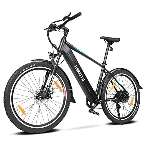 Electric Mountain Bike : ESKUTE Netuno 27.5" Electric Bike, With 250W Bafang Rear Motor, Samsung Cell 36V 14.5Ah Lithium Battery Removable, Shimano 7 Gears, Mudguard Including, Electric Mountain Bike for Adults