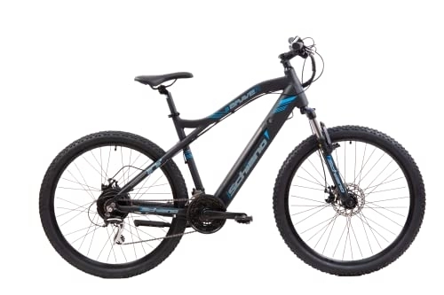 Electric Mountain Bike : F.lli Schiano Braver 27.5" E-Bike, Electric Mountain Bike with 250W Motor and removable 36V 11.6Ah Lithium Battery, with Shimano 24 Speeds, LCD Display, Blue