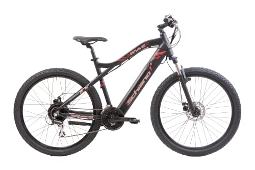 Electric Mountain Bike : F.lli Schiano Braver 27.5" E-Bike, Electric Mountain Bike with 250W Motor and removable 36V 11.6Ah Lithium Battery, with Shimano 24 Speeds, LCD Display, Red