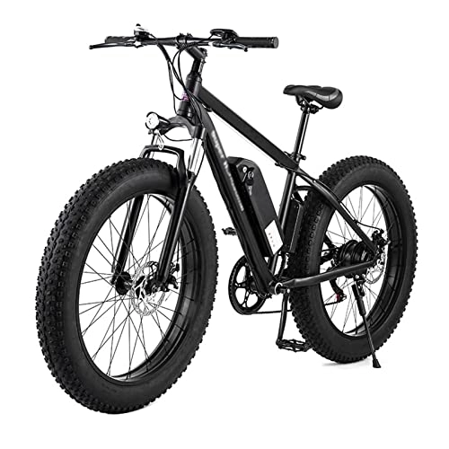 Electric Mountain Bike : FMOPQ Adults Electric Bike 1000W Motor Max Speed 28Mph 26" Fat Tire Electric Bicycle 48V 17Ah Lithium Battery Snow Beach E-Bike Dirt Bicycles (Color : Black)