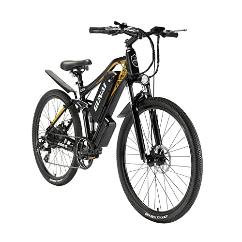 Electric Mountain Bike : GAVARINE Thin Tire Electric Bike, 27.5-Inch Oversized Mountain Bike with 48V 17AH Removable Li-Ion Battery and LCD Display, Front and Rear Disc Brakes