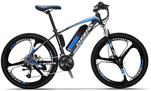 Electric Mountain Bike : GMZTT Unisex Bicycle Adult Electric Mountain Bicycle, 250W Snow Bikes, Removable 36V 10AH Lithium Battery for, 27 speed Electric Bicycle, 26 Inch Magnesium Alloy Integrated Wheels (Color : Black)