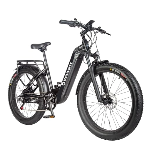 Electric Mountain Bike : GN26 26Inch Fat Tire Electric Bike for Adult, Step-Thru Commuter Ebike for Women with Bafang Motor and 48V 17.5AH Samsung Battery