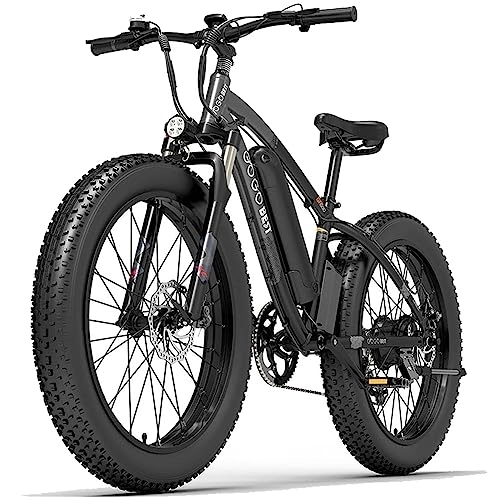 Electric Mountain Bike : GOGOBEST Fat Tire Electric Bike GF600 48V 13AH 26" Electric Mountain Bike Dirt Ebike for Adults LCD Display Shimano 7-Speed 3 Riding Modes Black
