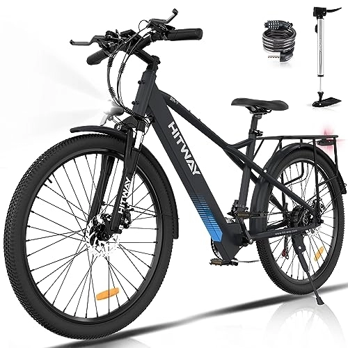 Electric Mountain Bike : HITWAY Electric Bike for Adults, 26" Ebike with 250W Motor, Electric Bicycle with 36V 12AH Battery, City Commuter, 7 / 21-Speed Mountain Bike 35-90km