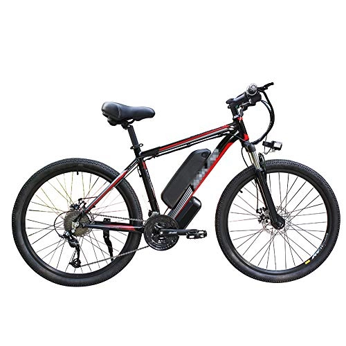 Electric Mountain Bike : HLEZ 26'' Electric Mountain Bike, Electric Bicycle with 350W Motor Removable Large Capacity Lithium-Ion Battery 48V 10Ah 21 Speed Gear Three Working Modes, dark red, UK