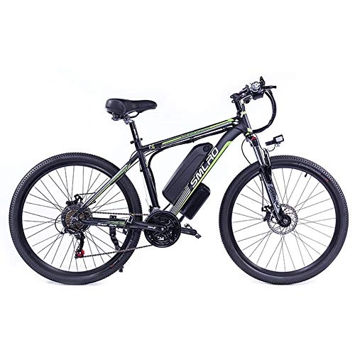 Electric Mountain Bike : Hyuhome Electric Bicycles for Adults, Ip54 Waterproof 500W 1000W Aluminum Alloy Ebike Bicycle Removable 48V / 13Ah Lithium-Ion Battery Mountain Bike / Commute Ebike, Black green, 1000W