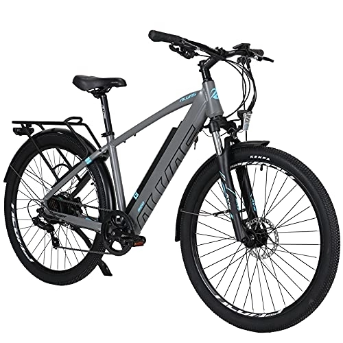 Electric Mountain Bike : Hyuhome Electric Bikes for Adult Mens Women, 27.5" E-MTB Bicycles Full Terrain 36V 12.5Ah Mountain Ebikes, BAFANG Motor Shimano 7-Speed Double Disc Brakes for Outdoor Commuter (Grey, 820M)
