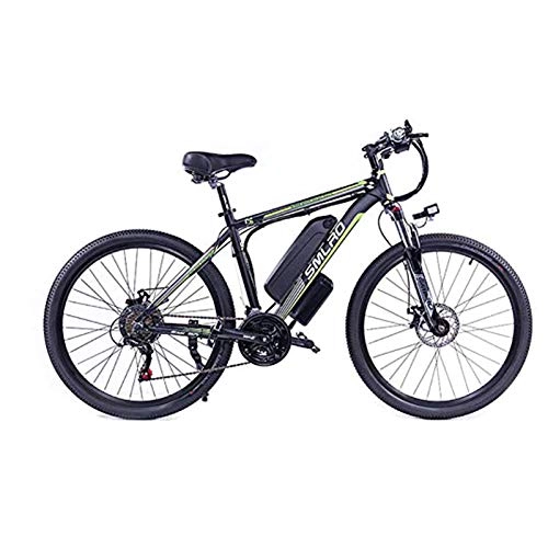 Electric Mountain Bike : Hyuhome Electric Bycicles for Men, 26" 48V 360W IP54 Waterproof Adult Electric Mountain Bike, 21 Speed Electric Bike MTB Dirtbike with 3 Riding Modes, Black green