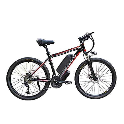 Electric Mountain Bike : Hyuhome Electric Bycicles for Men, 26" 48V 360W IP54 Waterproof Adult Electric Mountain Bike, 21 Speed Electric Bike MTB Dirtbike with 3 Riding Modes, black red