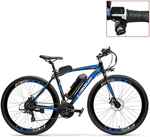 Electric Mountain Bike : IMBM RS600 700C Pedal Assist Electric Bike, 36V 20Ah Battery, 300W Motor, Aluminium Alloy Airfoil-shaped Frame, Both Disc Brake, 20-35km / h, Road Bicycle (Color : Blue-LED, Size : Plus 1 Spare Battery)