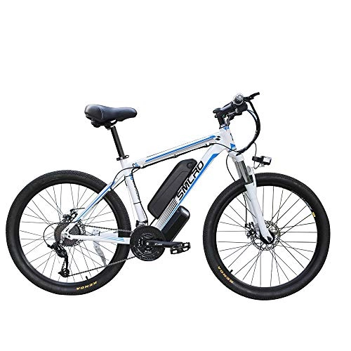 Electric Mountain Bike : JASSXIN Electric Mountain Bike (48V 350W), Electric Bike with Removable Battery 21 Speed Change Bike, Electric Bike 21 Speed Gear Three Working Modes, Blue