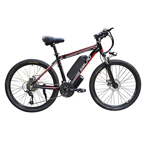 Electric Mountain Bike : JASSXIN Electric Mountain Bike Removable Large Capacity Lithium-Ion Battery, Electric Mountain Bike Electric Bicycle with Removable 48V Lithium Ion Battery 21 Speed ​​Shift, Red