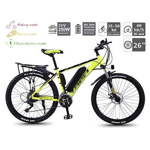 Electric Mountain Bike : JIEER 26'' Electric Bikes for Adult Magnesium Alloy Bikes Bicycles All Terrain Mens Mountain Bike 36V 350W Electric Bicycle 30 Speed Gear And Three Working Modes for Outdoor Cycling-Yellow