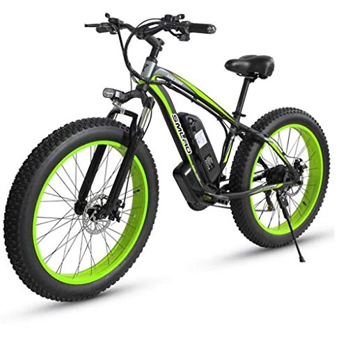 Electric Mountain Bike : JXXU 26 Inch Electric Bicycles for Adults, 500W Aluminum Alloy All Terrain E-Bike IP54 Waterproof Removable 48V / 15Ah Lithium-Ion Battery Mountain Bike for Outdoor Travel Commute (Color : Green)