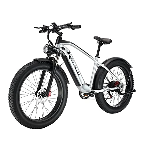 Electric Mountain Bike : KELKART Electric Bike, 26" 4.0 Fat Tire Ebike for Adults 48V19AH Removable Battery Electric Bicycle, Shimano 7-Speed, Lockable Alloy Front Suspension Fork
