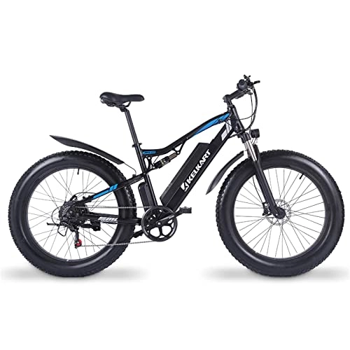 Electric Mountain Bike : KELKART Electric Bike 48V 17Ah for Adults Fat Tire Mountain Bike with XOD Front and Rear Hydraulic Brake System