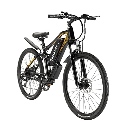 Electric Mountain Bike : KELKART Electric Bike Brushless Motor with 48V 17AH Removable Lithium-ion Battery and Shimano 7 Speed Shifter