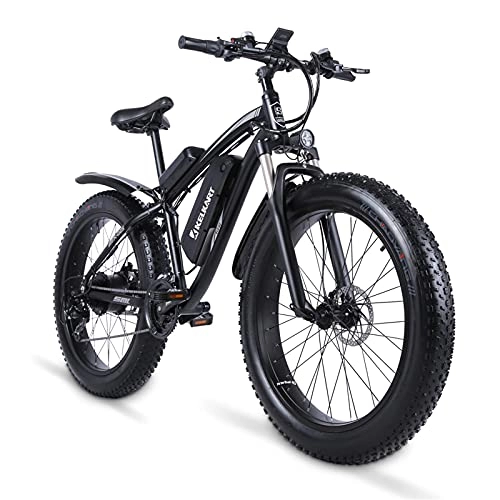 Electric Mountain Bike : KELKART Electric Bikes Off-road Fat Tire E-bike, with Removable Lithium Ion Battery, 3.5" LCD Display and Rear Seat