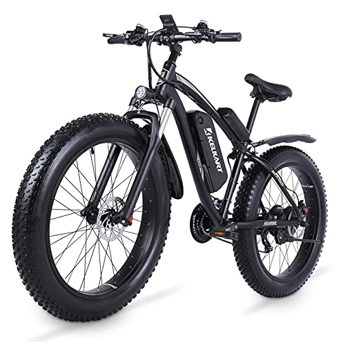 Electric Mountain Bike : KELKART Electric Mountain Bike 26x4.0 Inch Fat Tire Electric Bike with High Speed Brushless Motor, with 48V 17AH Removable Lithium-ion Battery and Rear Rack