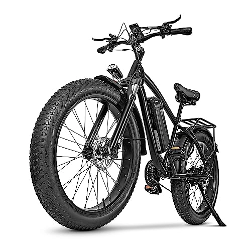 Electric Mountain Bike : Kinsella Cmacewheel M26 17A lithium battery, 26 inch fat tire electric mountain bike (black)