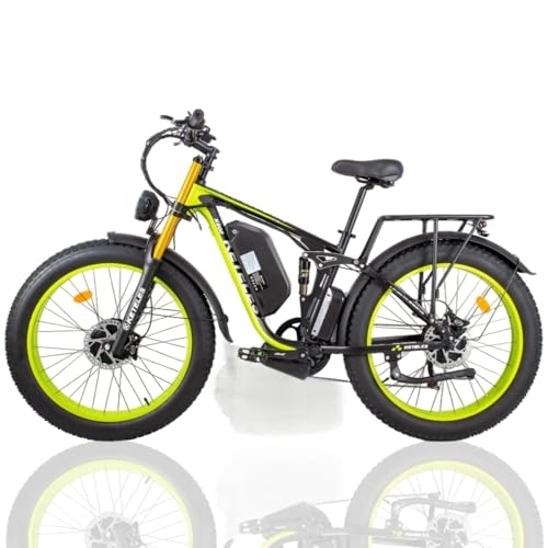 Electric Mountain Bike : Kinsella K800 Pro Dual Motor Electric Mountain Bike, 48V23AH Battery, 26 Inch Wide Tire Electric Bike. (black green)
