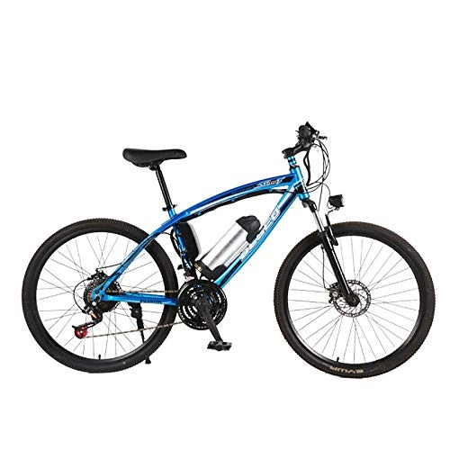 Electric Mountain Bike : KUSAZ Electric mountain bike, 250W 26-inch electric bike with detachable 36V / 8AH lithium-ion battery, 21-speed, lockable front fork, suitable for adults-blue