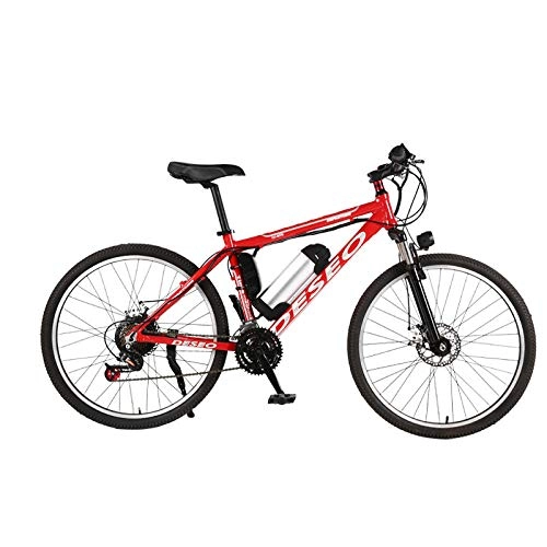 Electric Mountain Bike : KUSAZ Electric mountain bike, 250W 26-inch electric bike with detachable 36V / 8AH lithium-ion battery, 21-speed, lockable front fork, suitable for adults-red