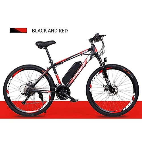 Electric Mountain Bike : LOO LA Electric mountain bike for Adult, 26-inch hybrid bicycle, 36v 8ah 250w Removable Lithium-Ion Battery, 27 speed Front and rear dual disc brakes, Black red