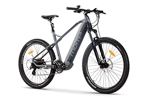 Electric Mountain Bike : Moma Bikes, EMTB 27.5, Aluminum, Full SHIMANO 24 Speeds, Front Suspension & Hydraulic Disc Brakes & Integrated Bat. Ion Lithium 48V 13Ah