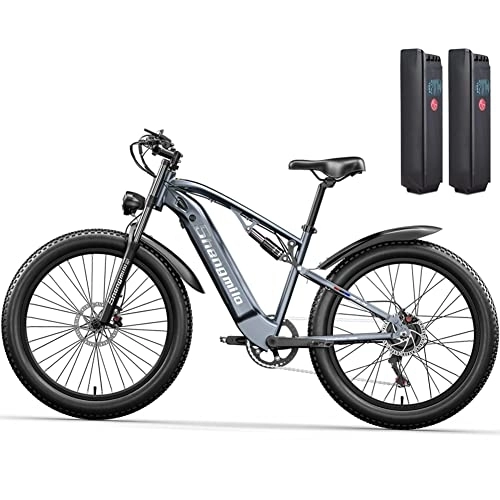 Electric Mountain Bike : MX05 Electric Bike for adult, Mountain Bike, 48V*15Ah removable Lithium Battery, Full suspension Electric Bicycles, Dual hydraulic disc brakes 26 * 3.0 inch Fat Tire (add an extra battery)
