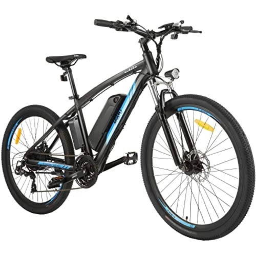 Electric Mountain Bike : MYATU 5687 27.5 Inch E-Bike Electric Mountain Bike Pedelec with 36 V 12.5 Ah Battery, 250 W Rear Motor & LCD Display & 21 Speed for Men and Women Black Blue