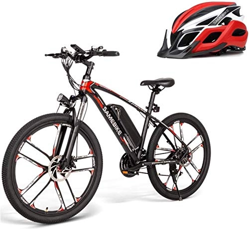 Electric Mountain Bike : N&F Samebike Electric Bikes for Adult, Aluminum Electric Mountain Bike All Terrain, 26" 48V 350W 8Ah Removable Lithium-Ion Battery (Black)