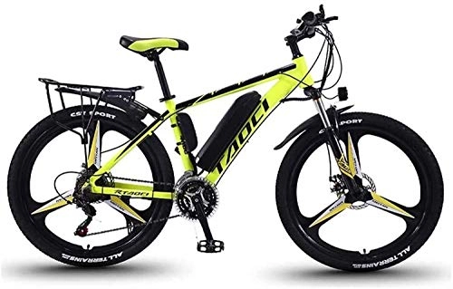 Electric Mountain Bike : NAYY 26" Electric Bikes for Adult, Magnesium Alloy Ebikes Bicycles All Terrain, 36V 350W Optional 8 / 10 / 13Ah Removable Lithium-Ion Battery Mountain Ebike for Mens (Color : Yellow, Size : 13Ah80Km)