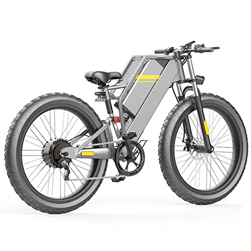 Electric Mountain Bike : NC NC Electric Powerful Bicycle Fat ​Tire Bike Mountain Bikes for Adults 26'' Electric Bicycle Hydraulic Brakes, 750W Ebike Removable Lithium Battery Moped Cycle, Gray, 15AH