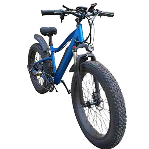 Electric Mountain Bike : NMDD Electric Bicycle, Wide and Fat Snowmobiles, 26 Inch Mountain Outdoor Sports Variable Speed Lithium Battery Bike - Blue, 26 Inches X 18.5 Inches