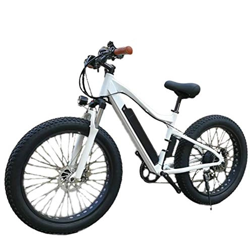Electric Mountain Bike : NMDD Electric Bicycle, Wide and Fat Snowmobiles, 26 Inch Mountain Outdoor Sports Variable Speed Lithium Battery Bike - White, 26 Inches X 18.5 Inches