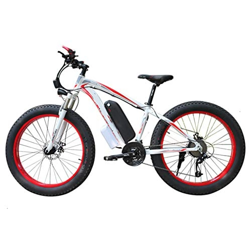 Electric Mountain Bike : NYPB Electric Bike, Snowmobile ATV with 350W / 500W Motor Removable 36V / 48V Lithium-Ion Battery Max Speed 30KM / H 26 Inch*4.0 Wide Tire Fitness City Commuting, Red, 36V10AH 500W